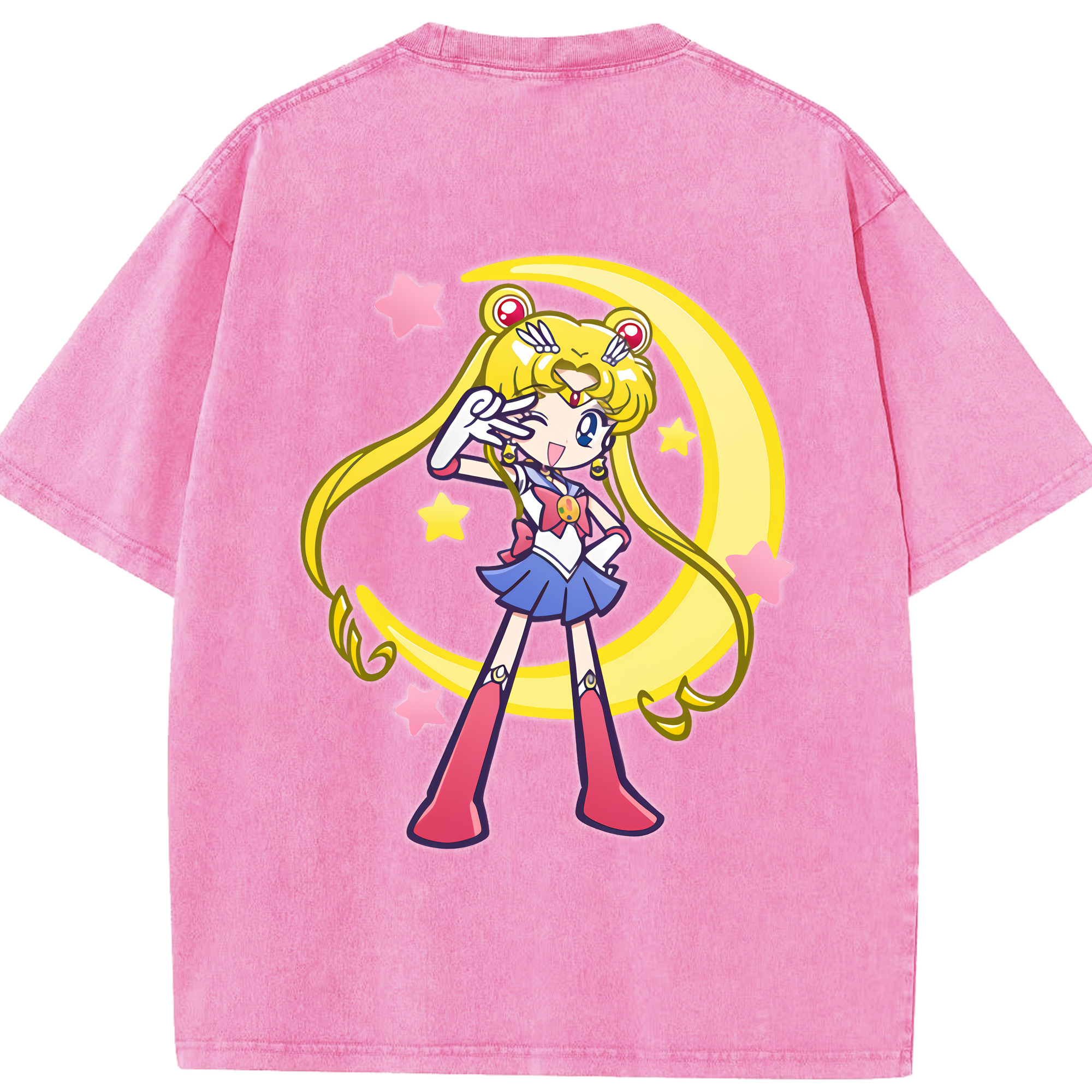 （画像用） 美少女戦士セーラームーン 月野 うさぎ つきの うさぎ Sailor Moon Tsukino Usagi 綿100% ヴィンテージ風 半袖Tシャツ（背面プリント）